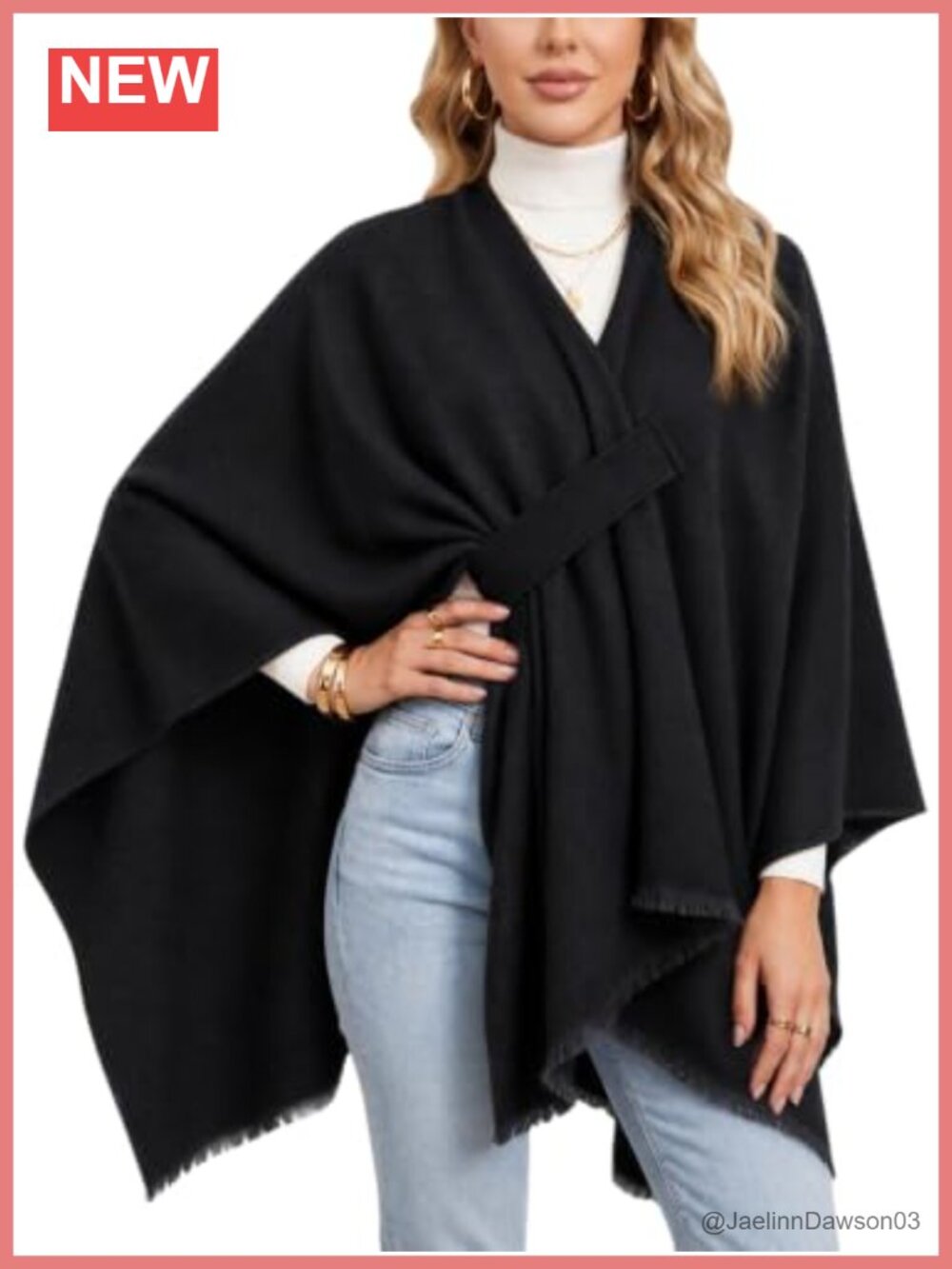 Open Front Poncho Shawl Wrap Pull Through Women's Cape Cardigan